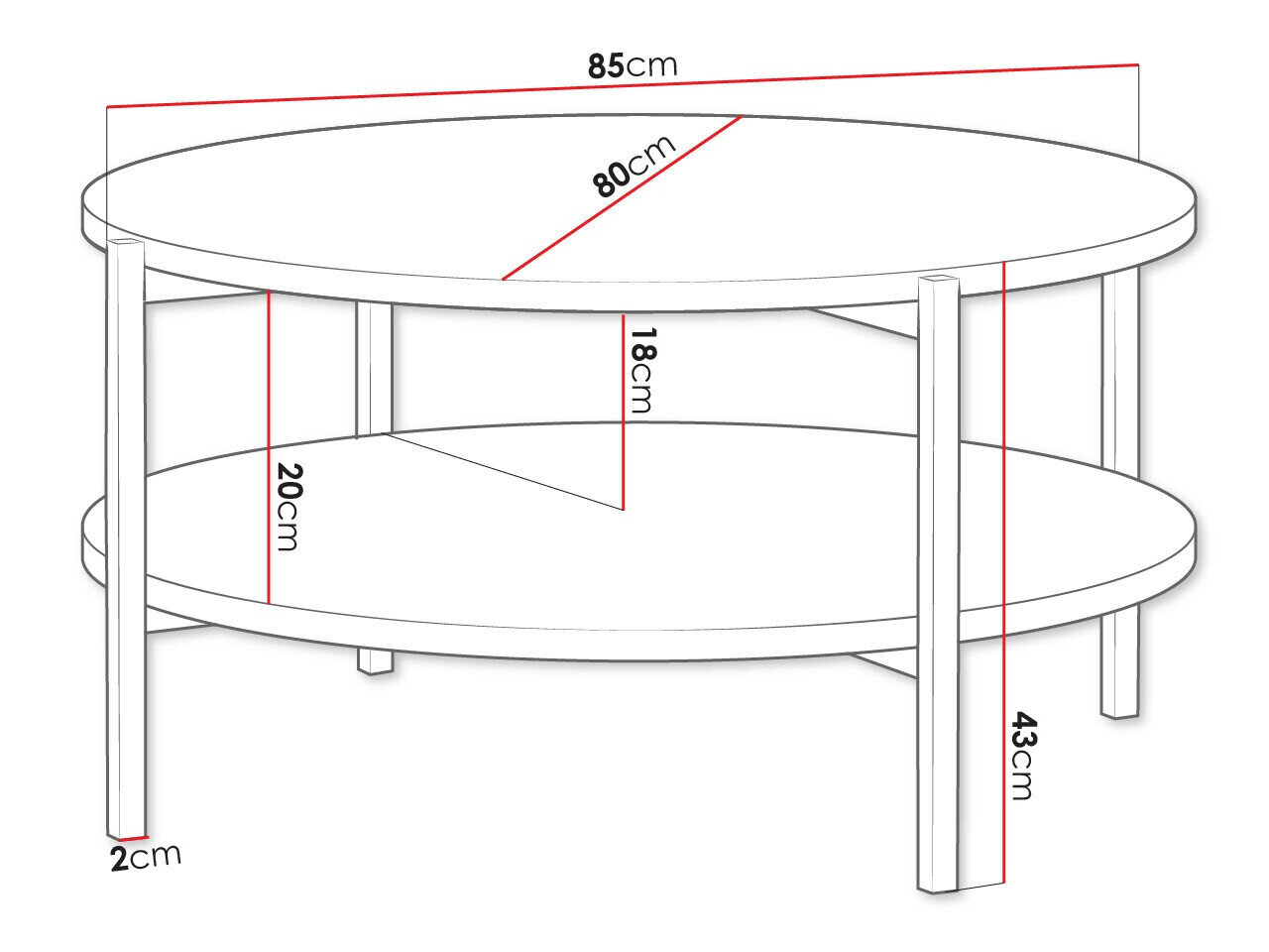 Salontafel Providence 177 (Wit + Zwart)