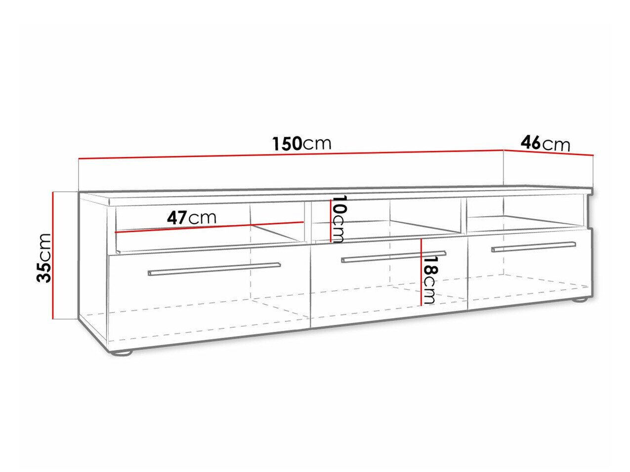 TV-bord Uva I (Hvid + Blank sort)