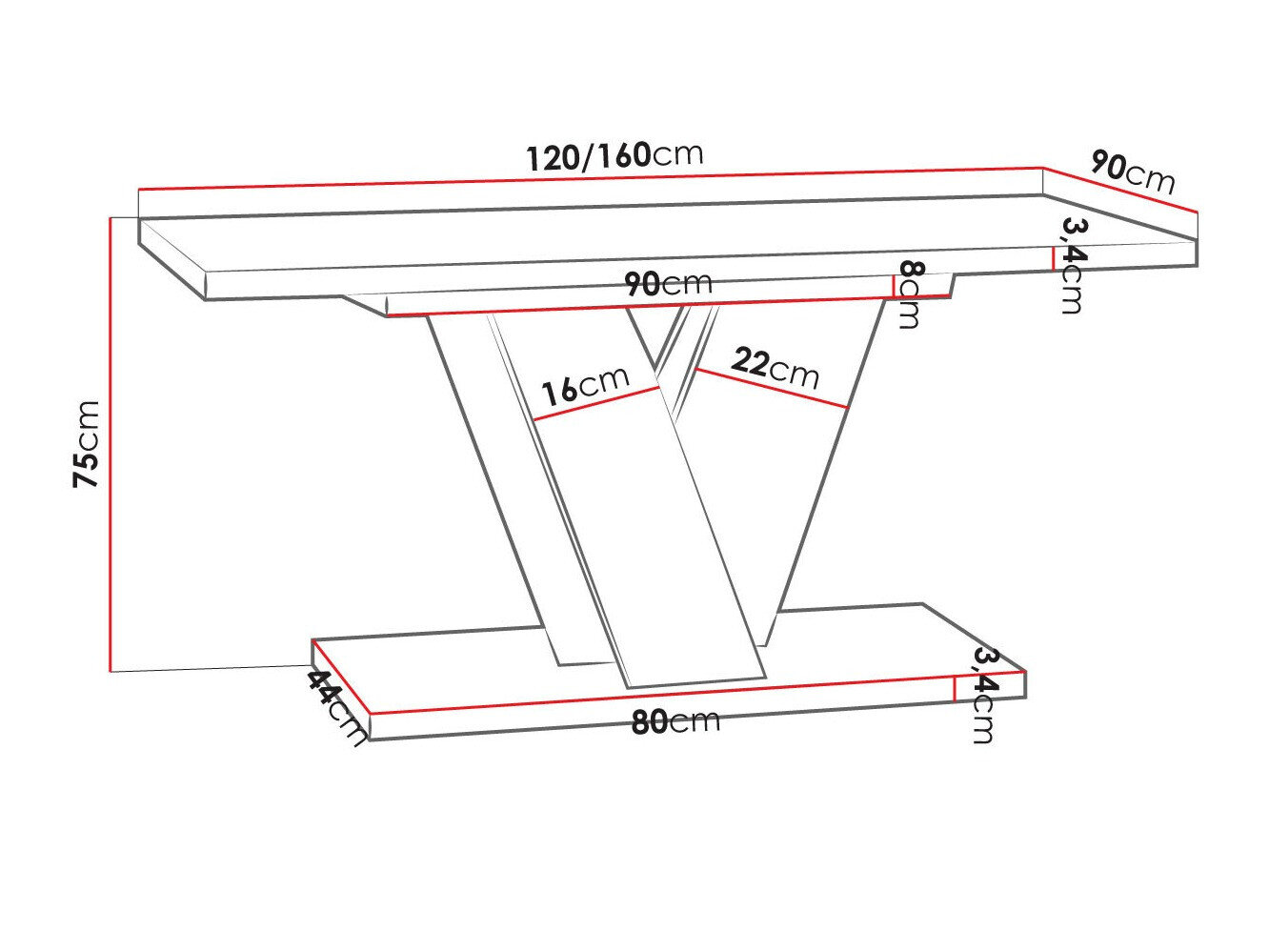 Bord Goodyear 125 (Artisan eg + Sort)