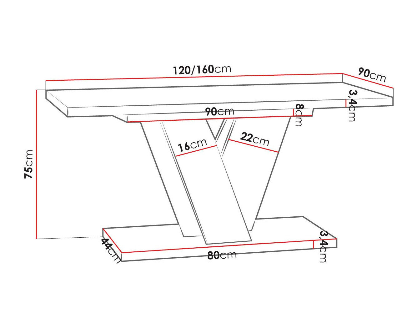 Bord Goodyear 125 (Blank sort + Beton)