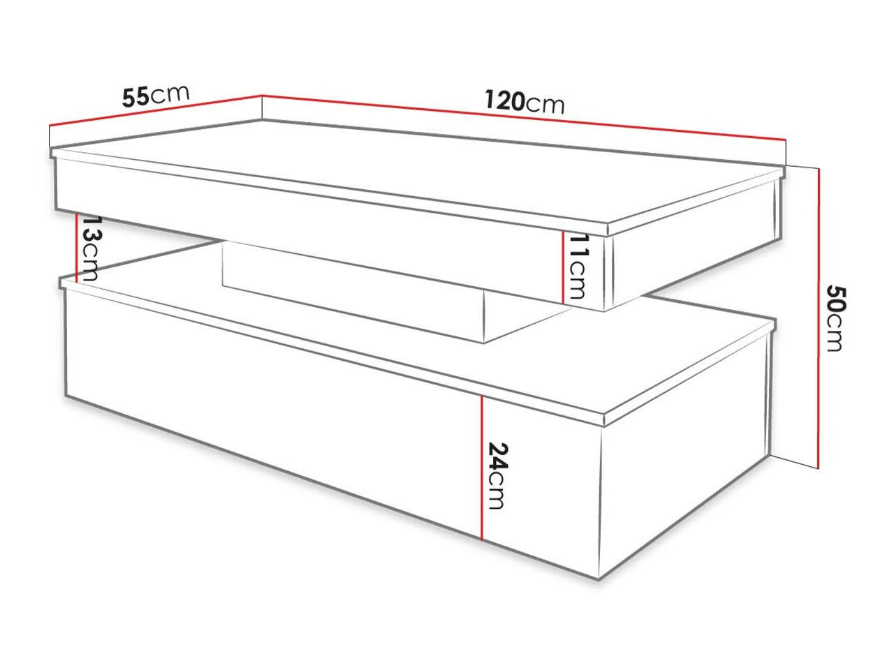 Sofabord Monfero 100 (Hvid + Glansfuld hvid)
