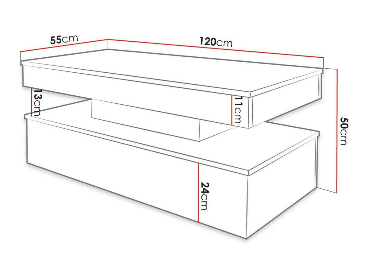 Salontafel Monfero (Zwart + Glanzend zwart)