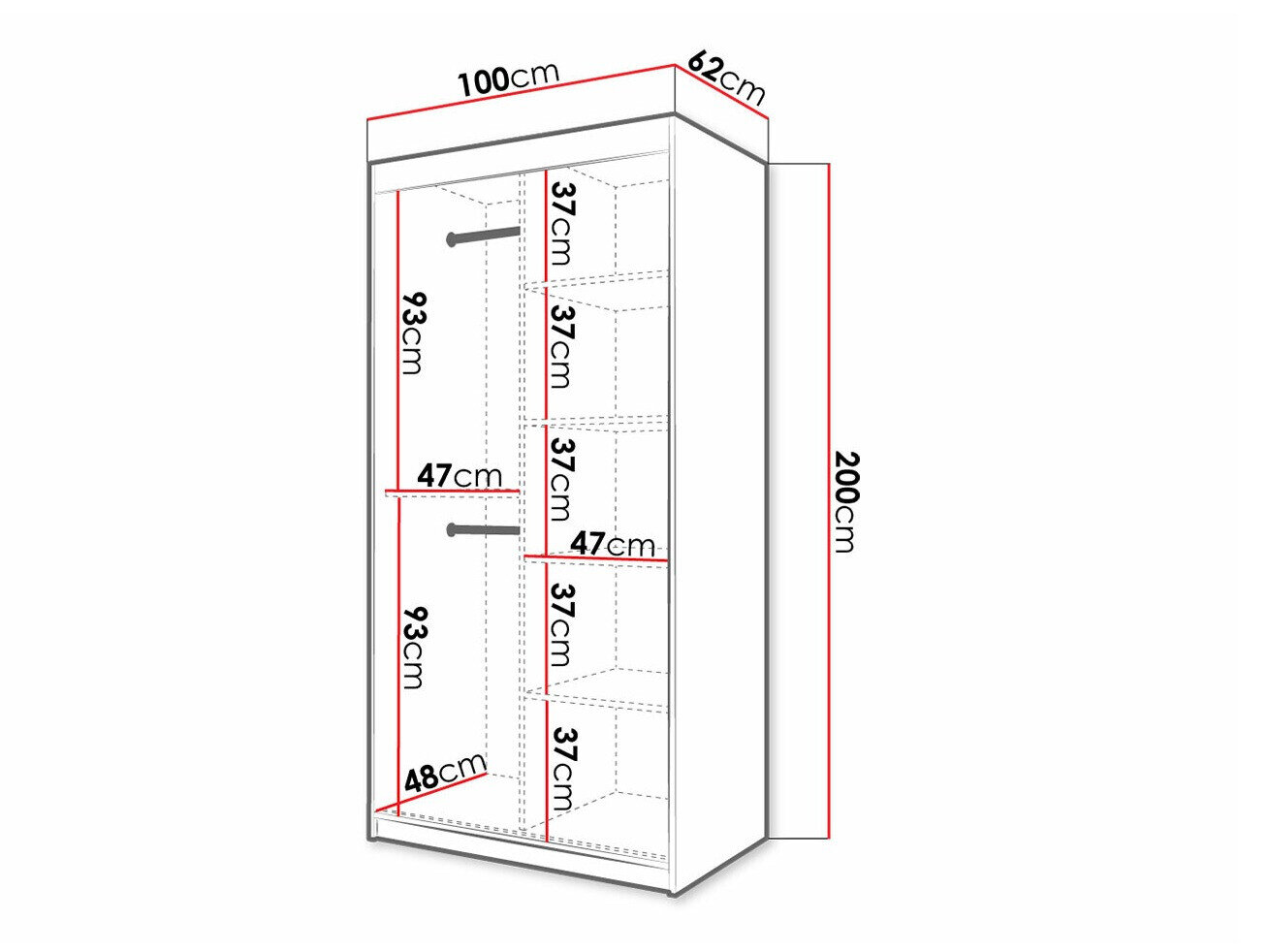 Garderobeskab Ferfere 100 (Sort)