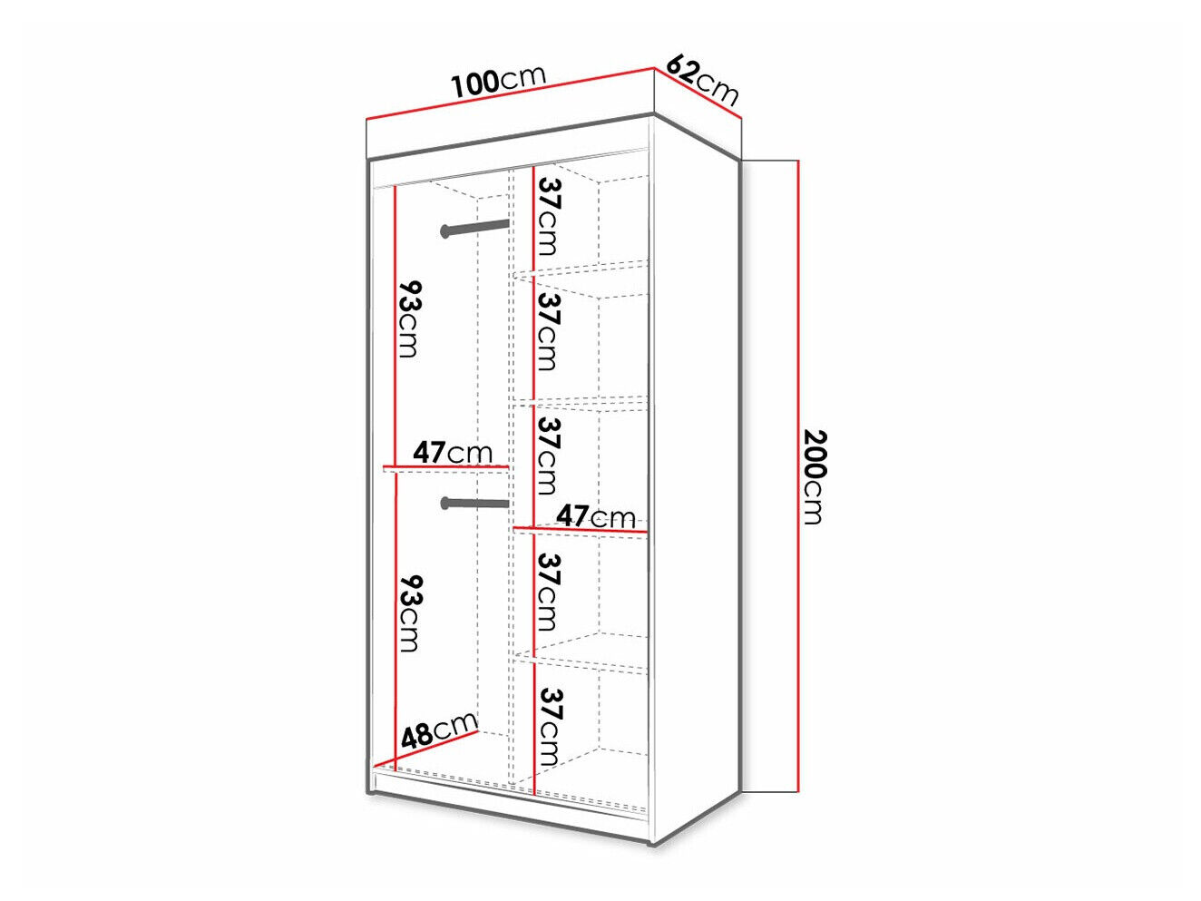 Riidekapp Hartford 334 (Valge)