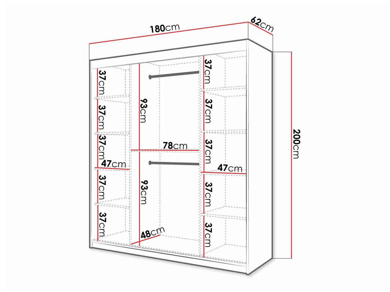 Kledingkast Hartford 338 (Wit)