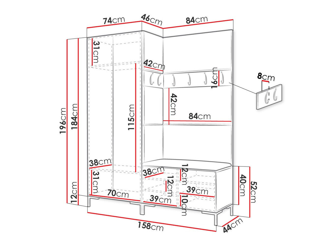 Entrésæt Tivsoa 107 (Sort)
