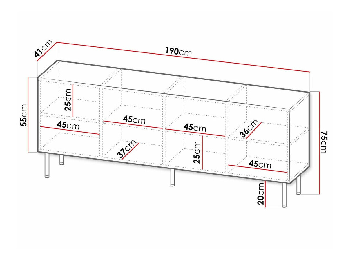 Dressoir Charlotte 170 (Zwart + Gouden)