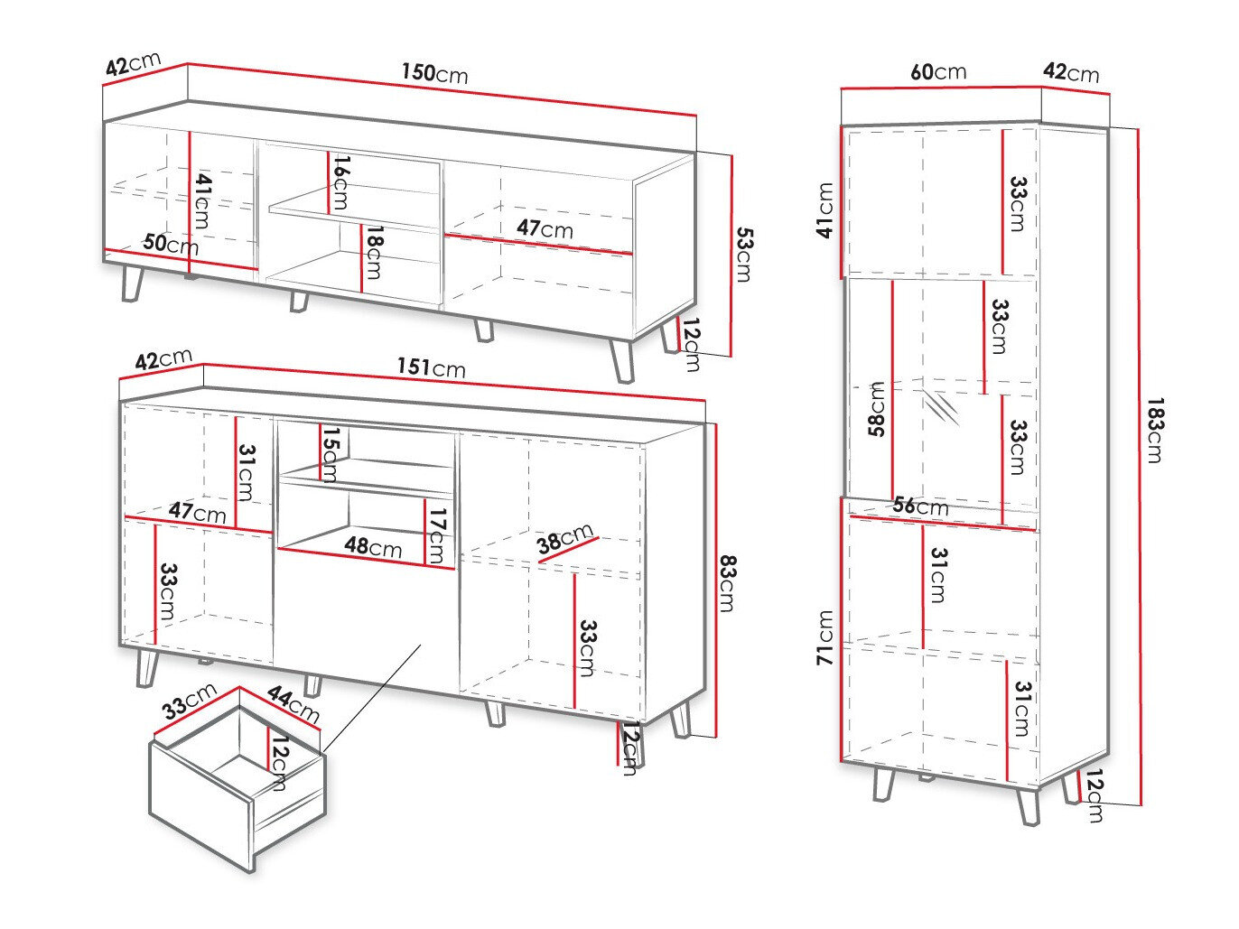 Stuemøbelsæt Comes I (Sort + Wotan eg)