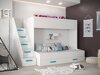 Lit superposé Hartford 356 (Blanc + Blanc brillant + Turquoise)