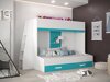 Lit superposé Hartford 357 (Blanc + Brillant Turquoise + Blanc brillant)