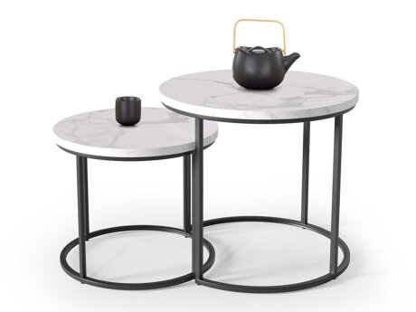 Salontafel set Houston 951 (Wit marmer + Zwart)