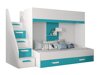 Stapelbed Hartford 356 (Wit + Glans Turquoise + Glanzend wit)