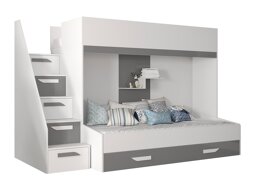 Stapelbed Hartford 356 (Wit + Grijs met glans + Glanzend wit)