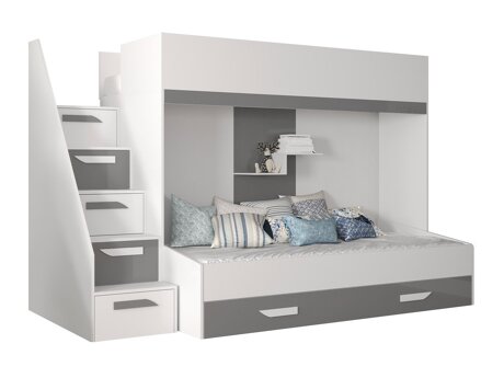 Stapelbed Hartford 356 (Wit + Grijs met glans + Glanzend wit)