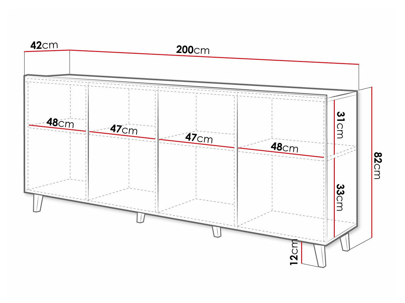 Dressoir Charlotte 175 (Zwart)