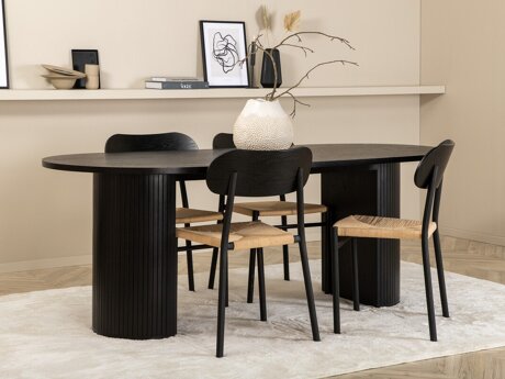 Conjunto de mesas y sillas para comedor Dallas 3314 (Negro + De color marrón claro)
