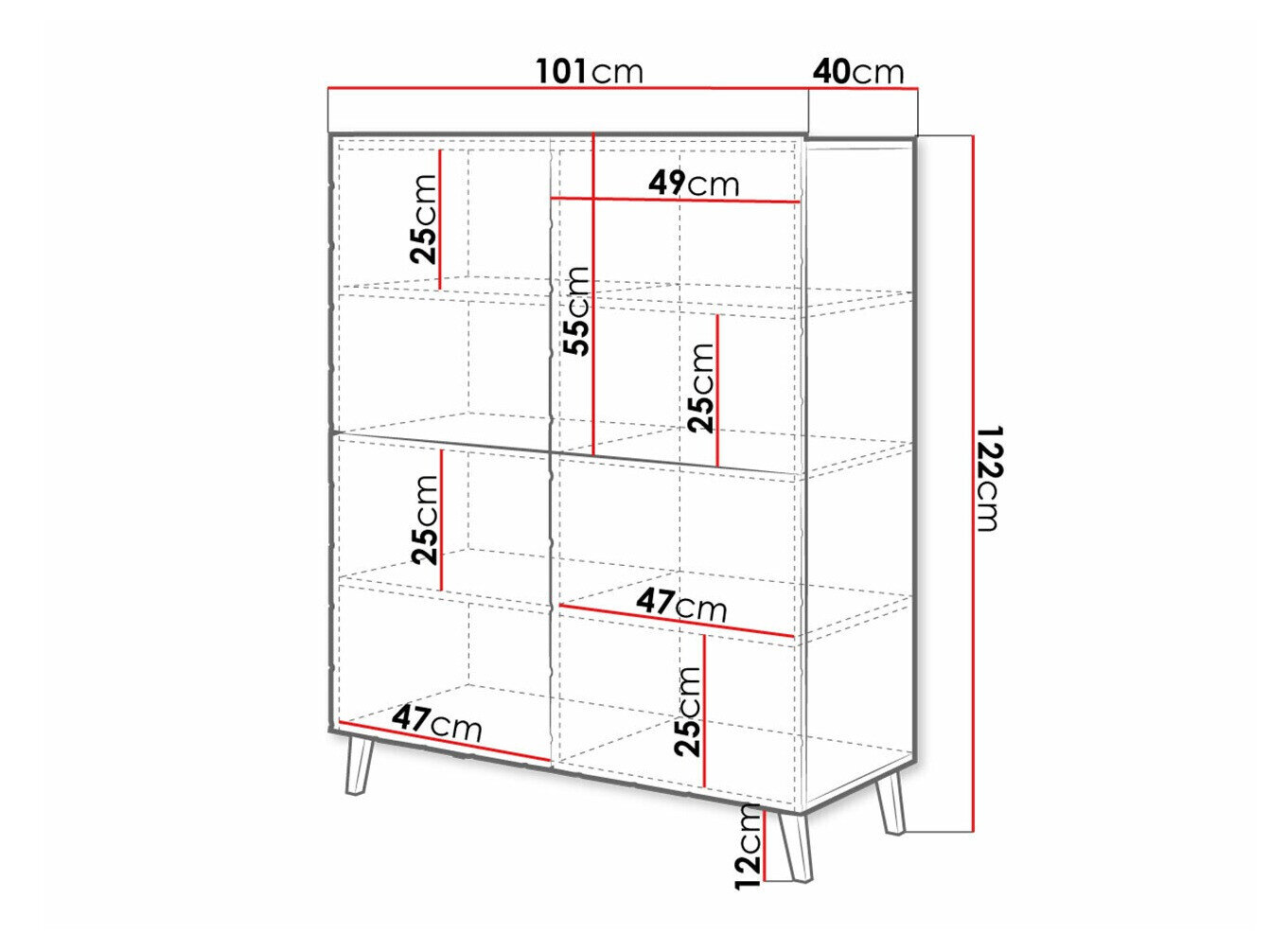 Dressoir Charlotte 179 (Wit + Glanzend wit)