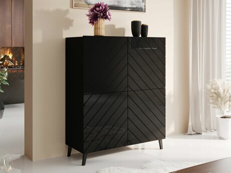 Dressoir Charlotte 179 (Zwart + Glanzend zwart)
