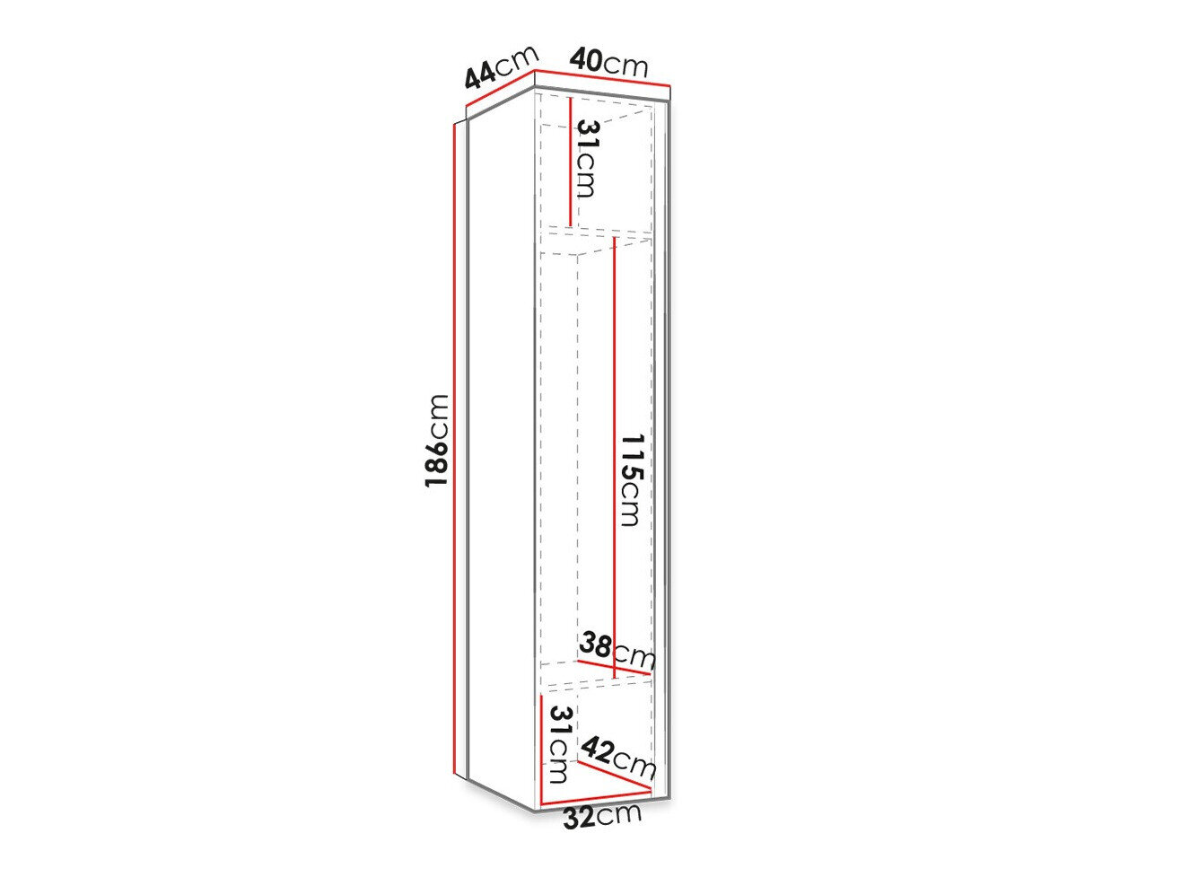 Garderobeskab Hartford 369 (Artisan eg + Sort)