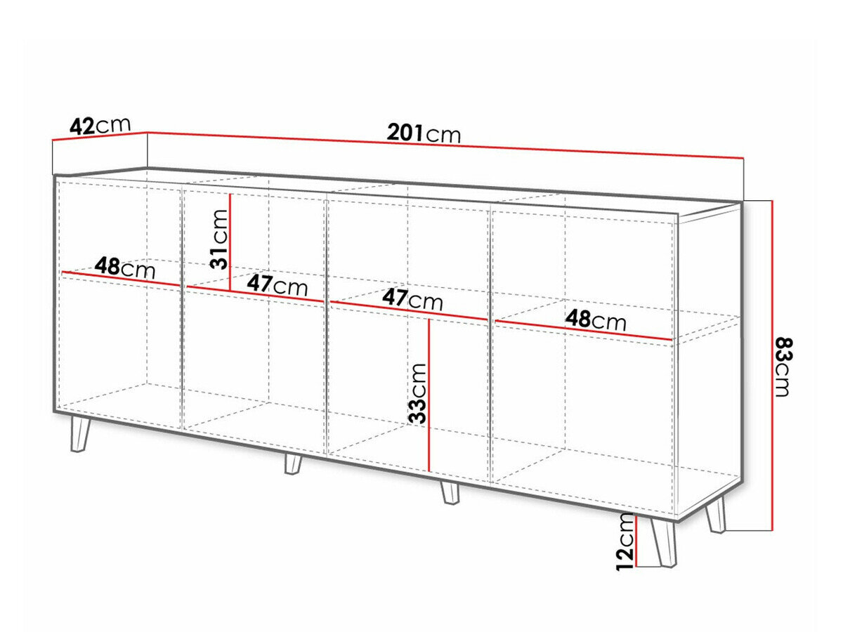 Skænk Charlotte 180 (Sort + Craft egetræ)