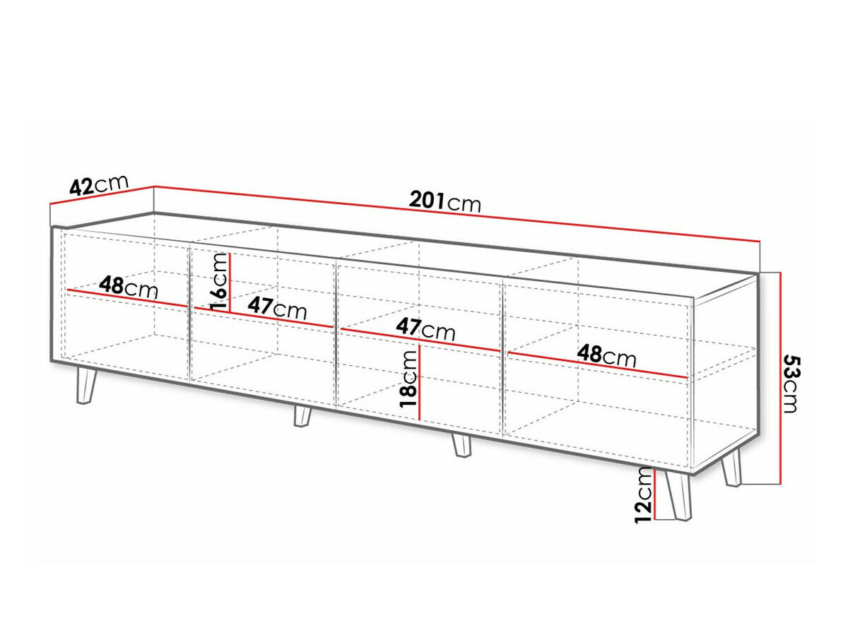 TV-bord Charlotte 181 (Sort + Craft egetræ)