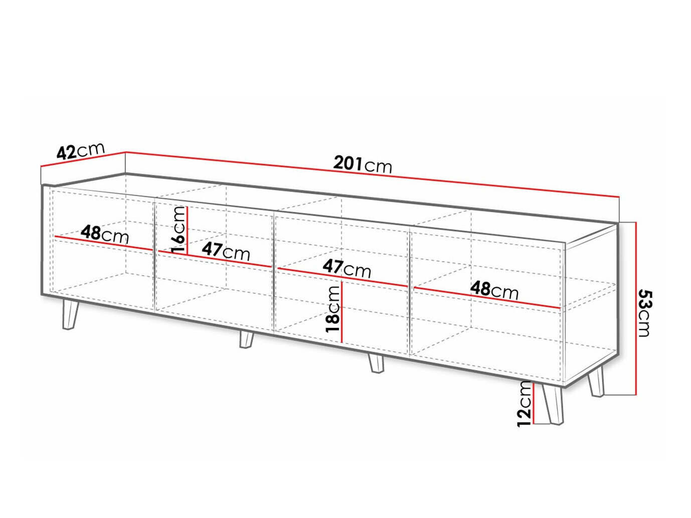 TV-meubel Charlotte 181 (Wit + Zwart)