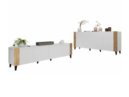 Ensemble de salon Charlotte 185 (Blanc + Craft chêne)
