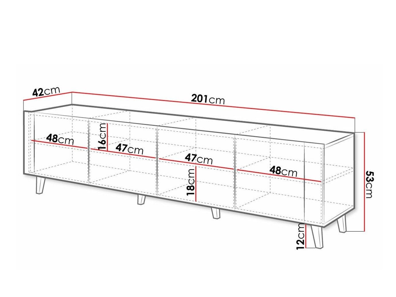TV-bord Charlotte 184 (Hvid + Craft egetræ)