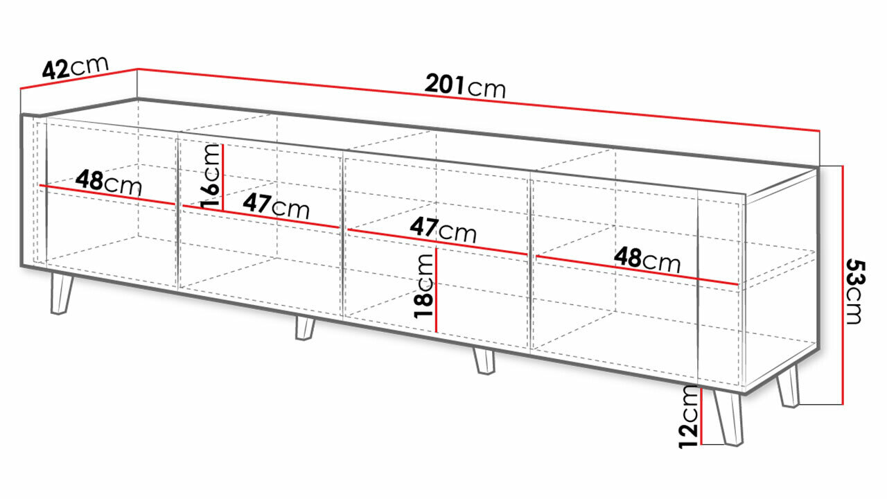 TV-meubel Charlotte 184 (Zwart + Craft eiken)