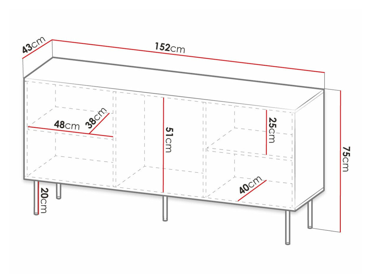 Dressoir Lorelbo 100 (Wit + Zwart)