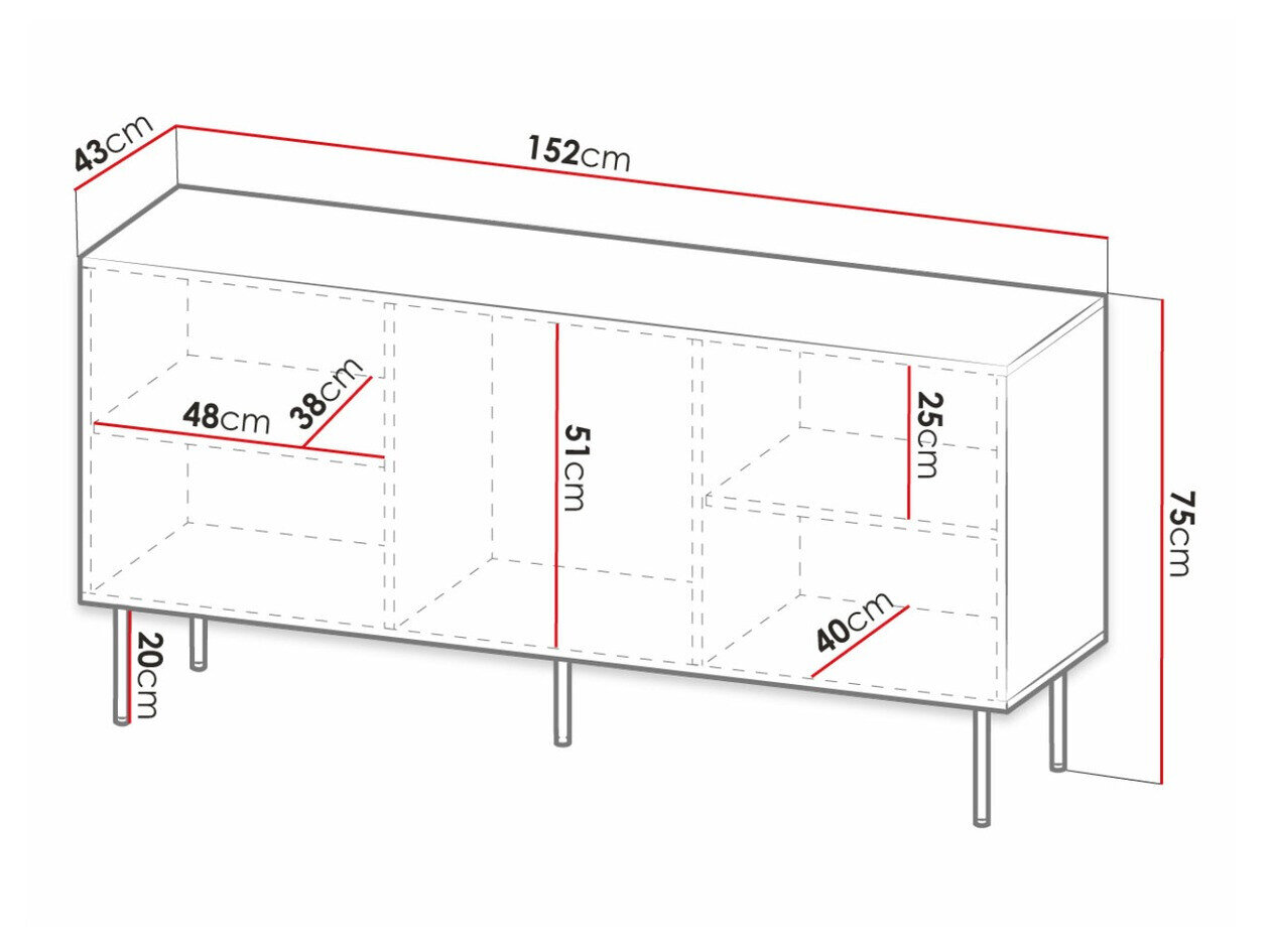 Dressoir Lorelbo 100 (Zwart + Gouden)