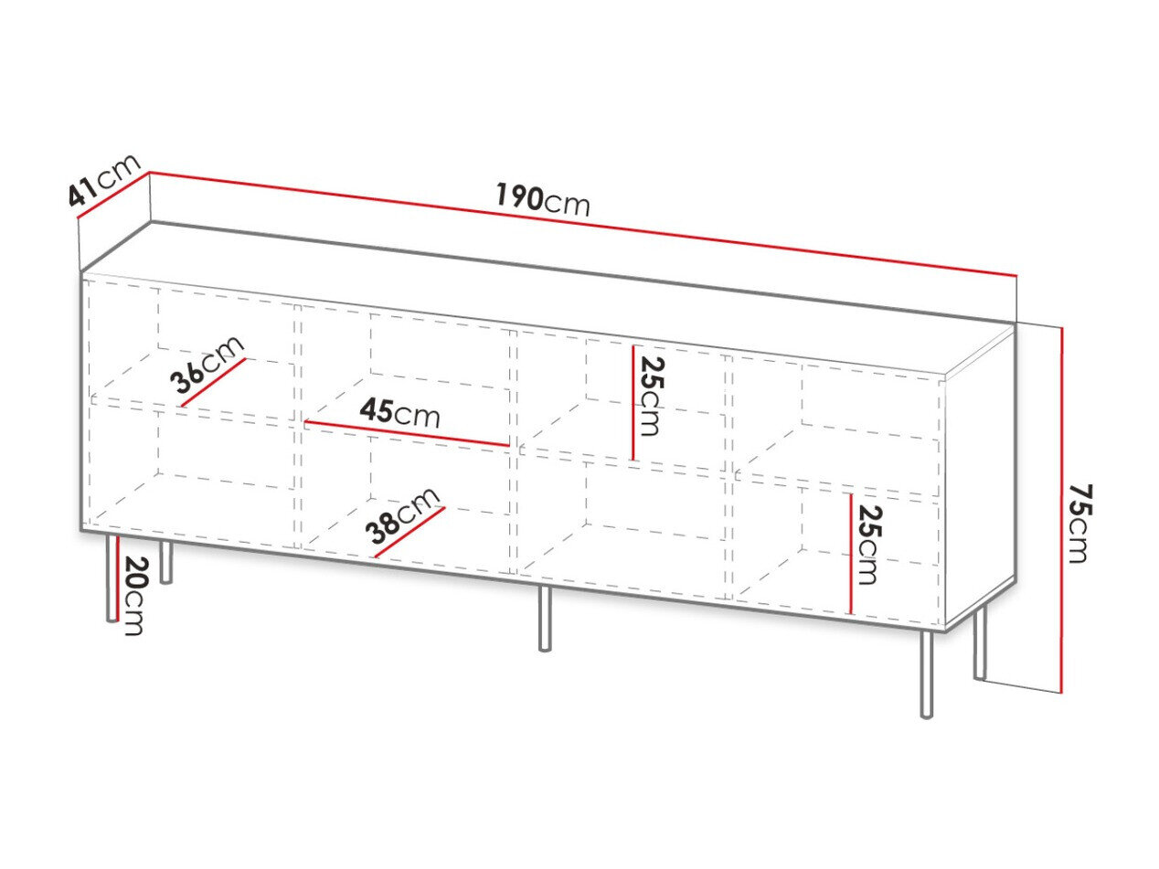 Dressoir Lorelbo 101 (Zwart + Gouden)