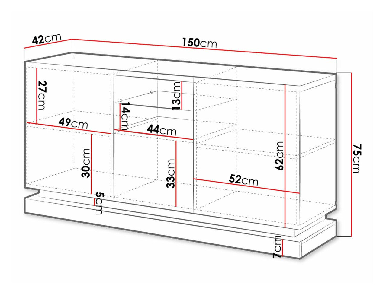 Dressoir Linar (Wit + Glanzend wit)