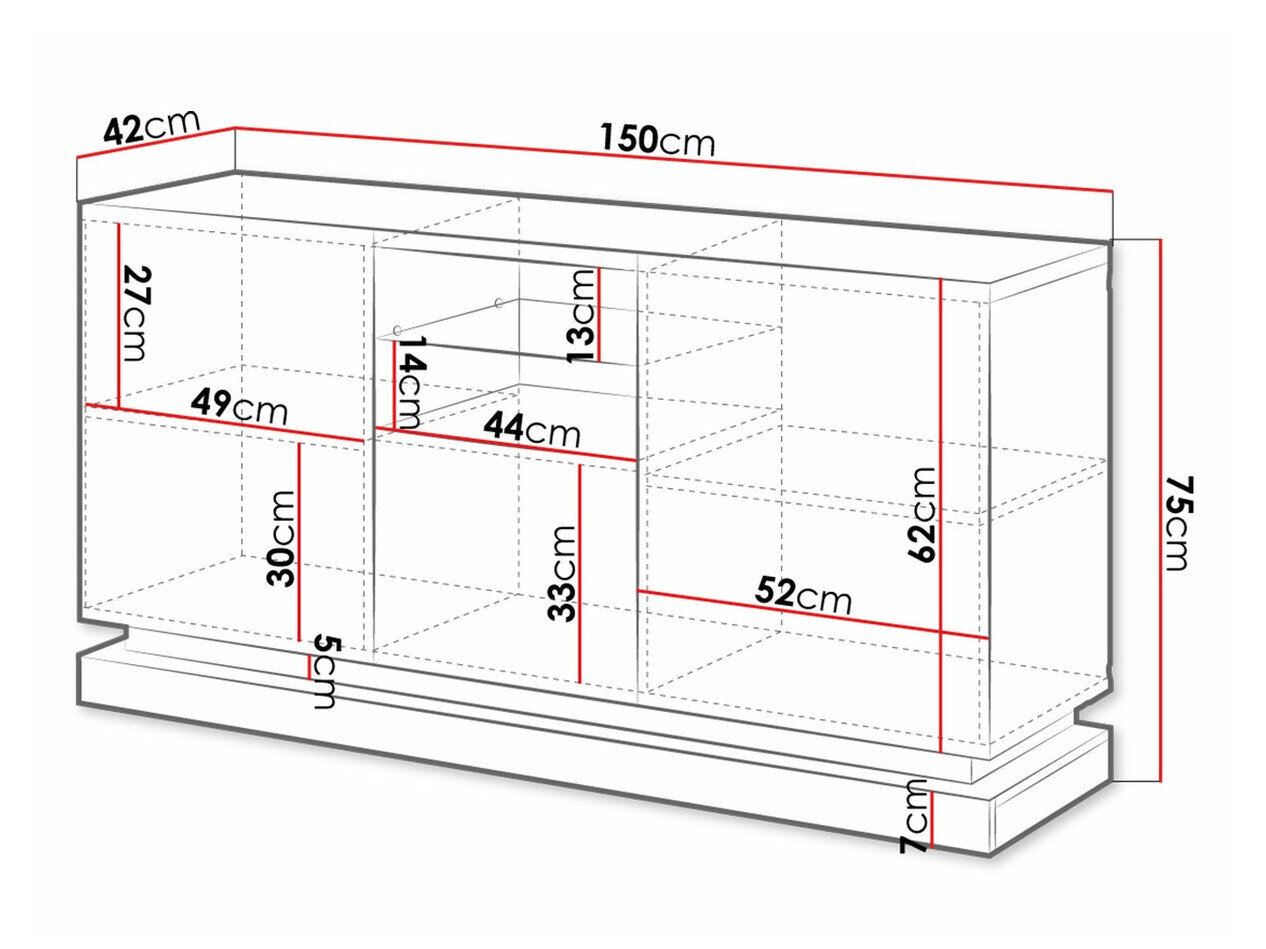 Dressoir Linar (Zwart + Glanzend zwart)