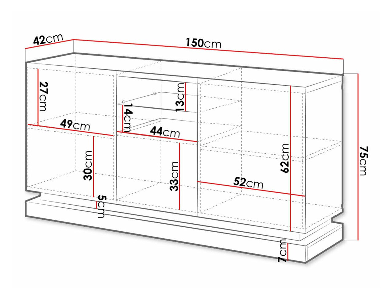 Dressoir Linar (Zwart + Glanzend zwart)