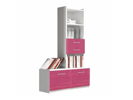 Boekenkast Campus (Wit + Glanzend roze)
