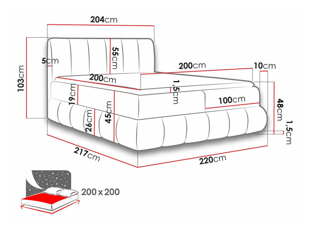 Boxspring krevet Cursus (Kronos 26)
