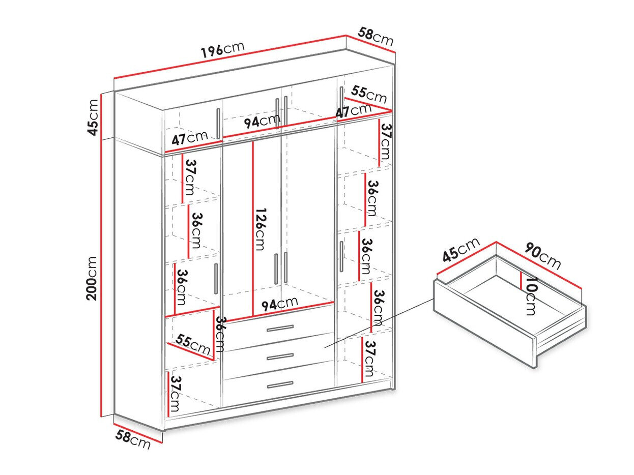 Garderobeskab Dortivu I (Grafit)