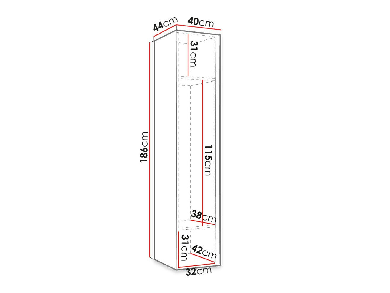 Garderobeskab Hartford 392 (Sort)