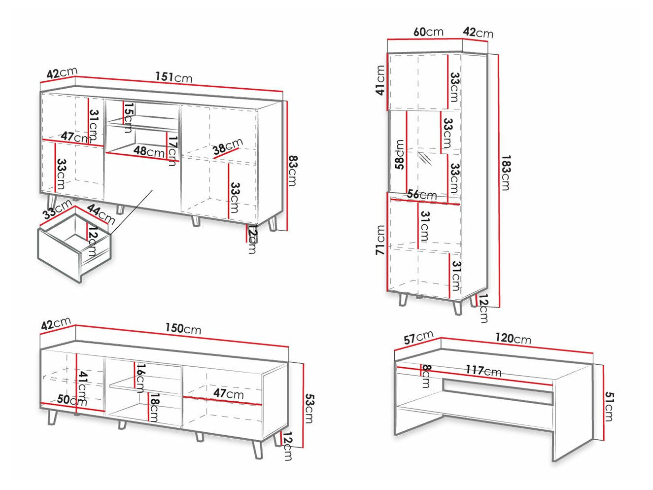 Stuemøbelsæt Dicto (Hvid)