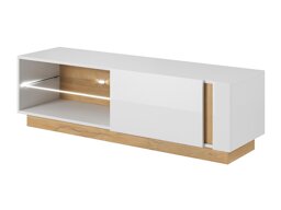 TV-meubel Novbela 107 (Wit + Glanzend wit + Kleinzoon eik)