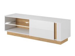 TV-meubel Novbela 107 (Wit + Glanzend wit + Kleinzoon eik)