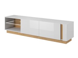TV-meubel Novbela 108 (Wit + Glanzend wit + Kleinzoon eik)