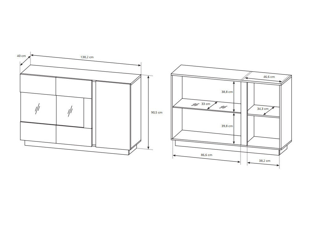 Stuemøbelsæt Novbela 113 (Hvid + Glansfuld hvid + Grandson eg)