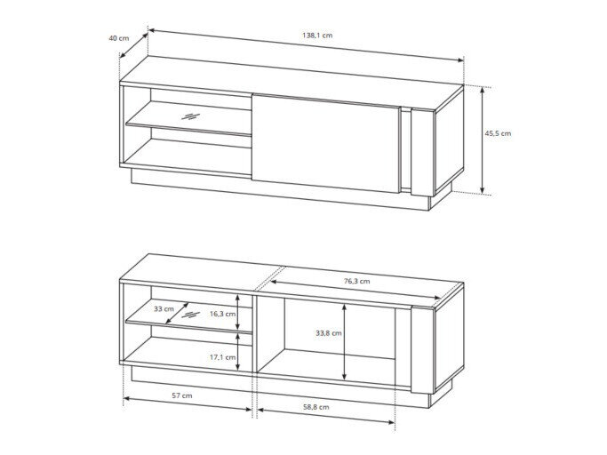 Stuemøbelsæt Novbela 113 (Hvid + Glansfuld hvid + Grandson eg)