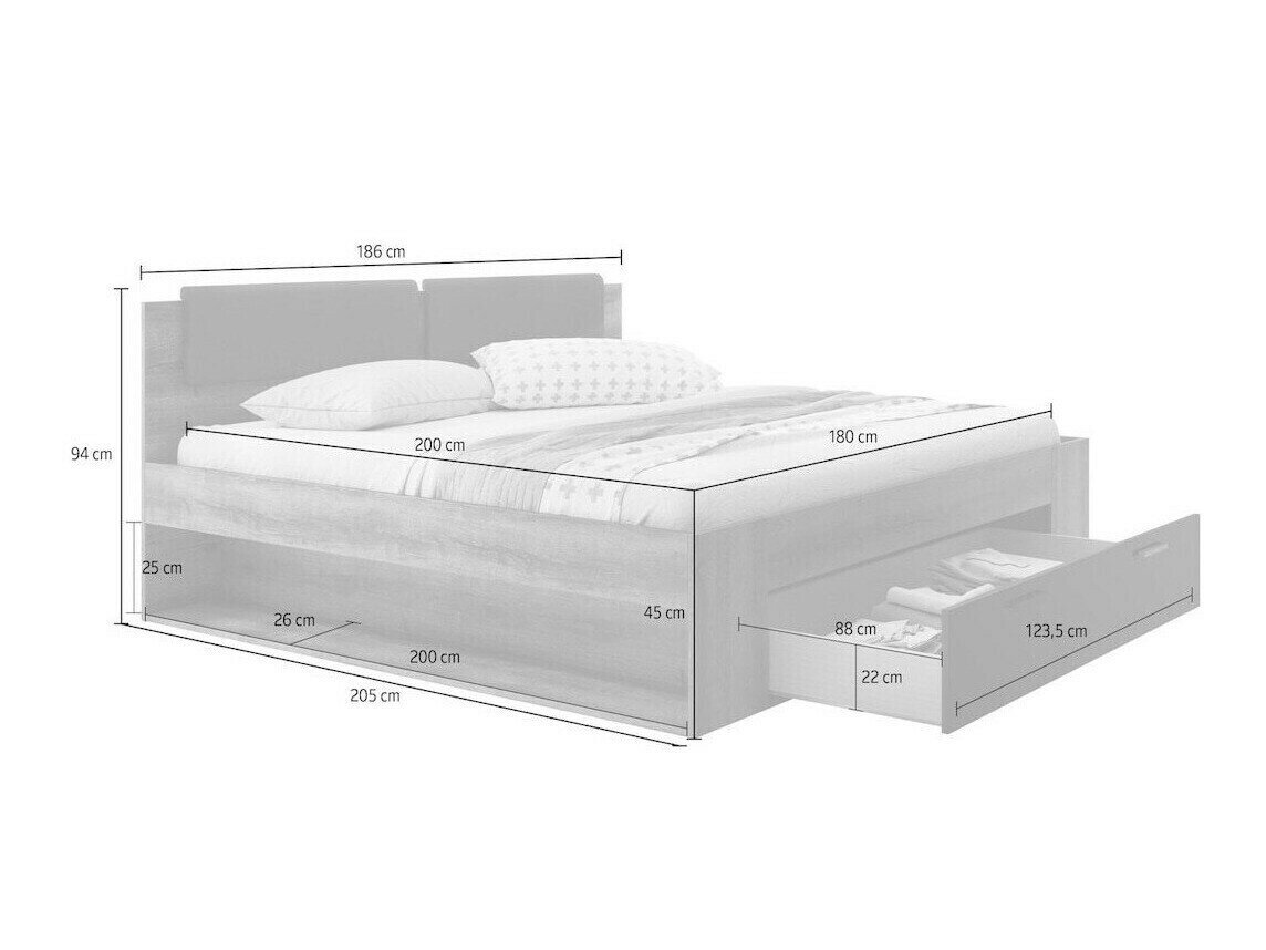 Seng Levruvu 106 (Grå eg + Sort)