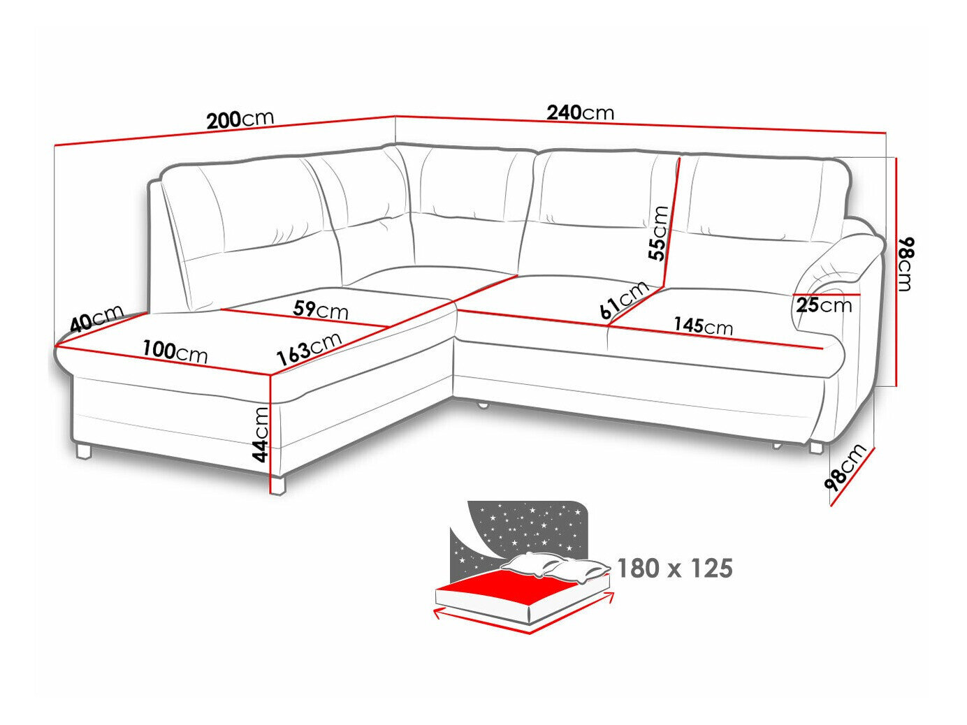 Hjørnesofa Lincoln 170 (Zetta 302)