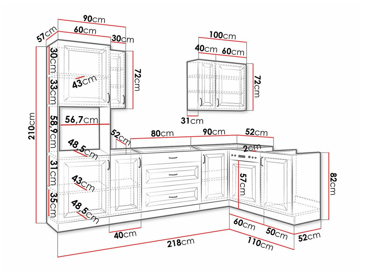 Modulaire keukenset Retro Grey 148