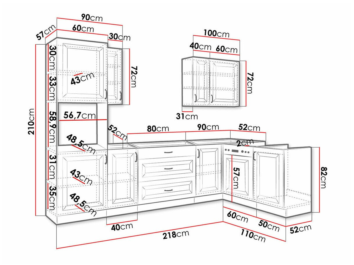 Modulaire keukenset Retro Grey 148