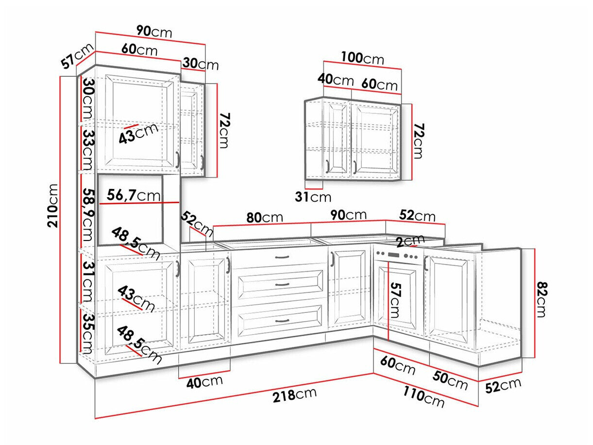 Modulaire keukenset Retro Grey 148